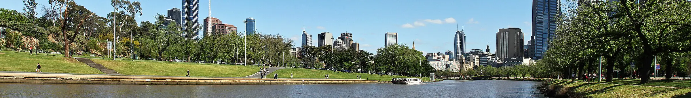 The Melbourne skyline and the Yarra River, from the south bank